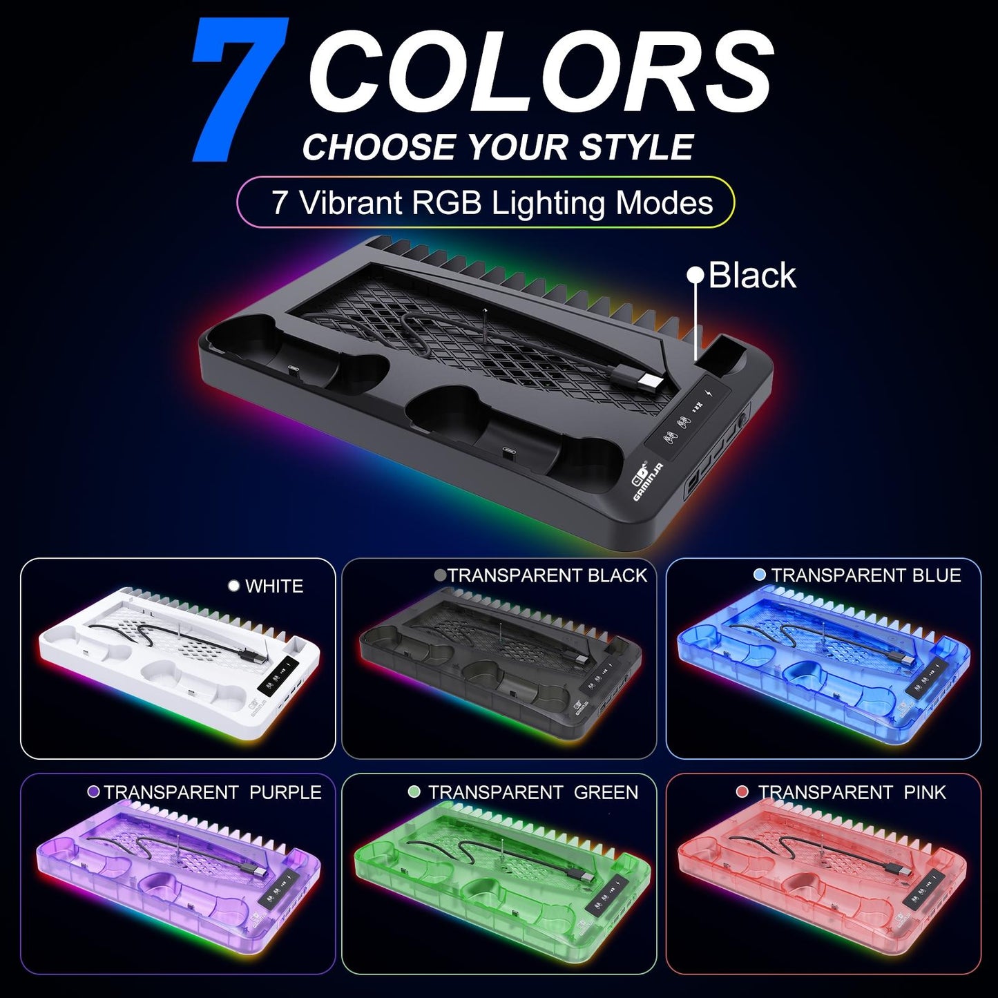 Multi Functional PS5 Cooling Stand with Fast Charging Dock Dual Fan System for Console Accessories