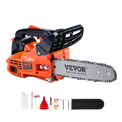 Gas Chainsaw, chainsaw for tree cutting, 25.4CC 12-Inch 1.2HP 2-Stroke Gasoline Powered Chain Saw with Anti-Vibration Handle & Auto-Oiler for Farm, Garden, Ranch - Cuts Tree Branches, Firewood, Logs, Hardwood, Gas Powered Chainsaws