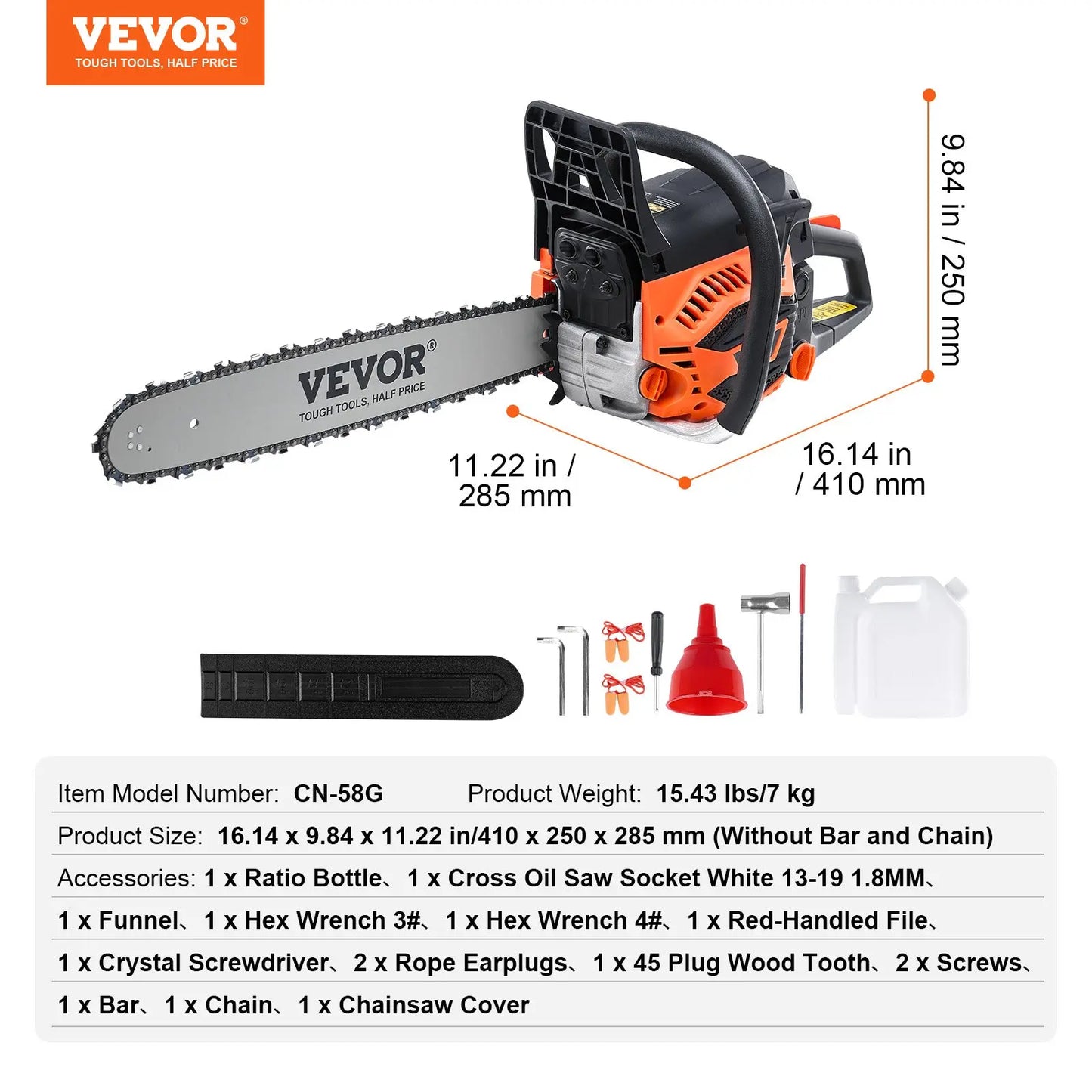 Gas Chainsaw, chainsaw for tree cutting, 25.4CC 12-Inch 1.2HP 2-Stroke Gasoline Powered Chain Saw with Anti-Vibration Handle & Auto-Oiler for Farm, Garden, Ranch - Cuts Tree Branches, Firewood, Logs, Hardwood, Gas Powered Chainsaws