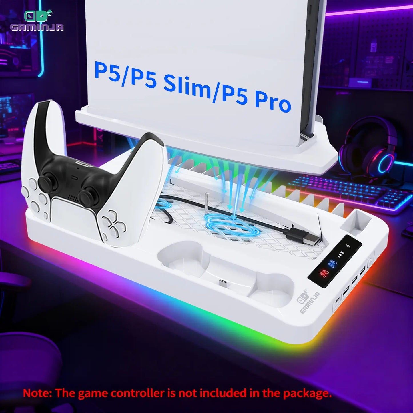 Multi Functional PS5 Cooling Stand with Fast Charging Dock Dual Fan System for Console Accessories