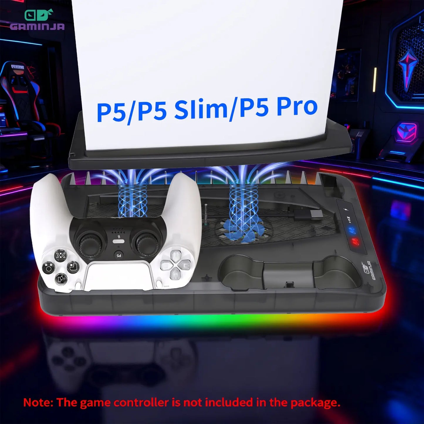 Multi Functional PS5 Cooling Stand with Fast Charging Dock Dual Fan System for Console Accessories