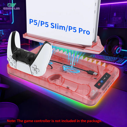 Multi Functional PS5 Cooling Stand with Fast Charging Dock Dual Fan System for Console Accessories