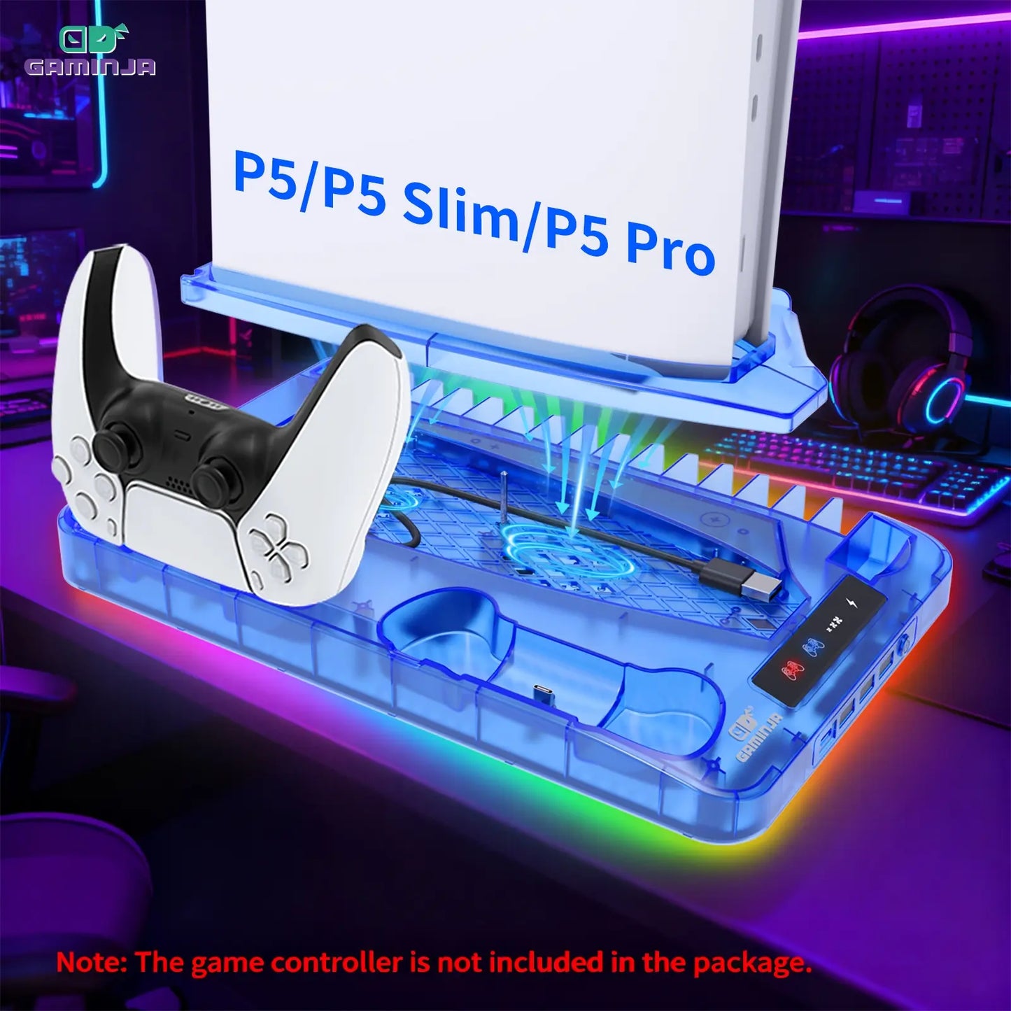Multi Functional PS5 Cooling Stand with Fast Charging Dock Dual Fan System for Console Accessories