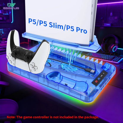 Multi Functional PS5 Cooling Stand with Fast Charging Dock Dual Fan System for Console Accessories