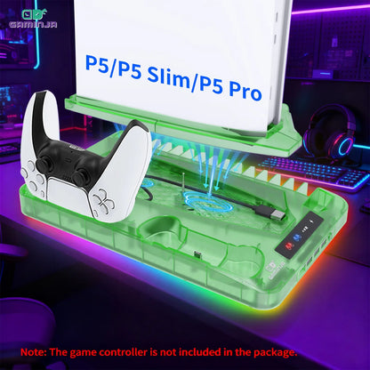 Multi Functional PS5 Cooling Stand with Fast Charging Dock Dual Fan System for Console Accessories